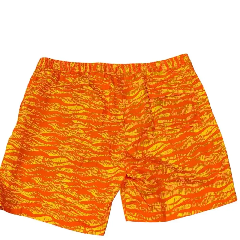 Psycho Bunny Neon Orange & Yellow Wavy XXXL Mischief Swim Trunks Lined NWOT 3XL